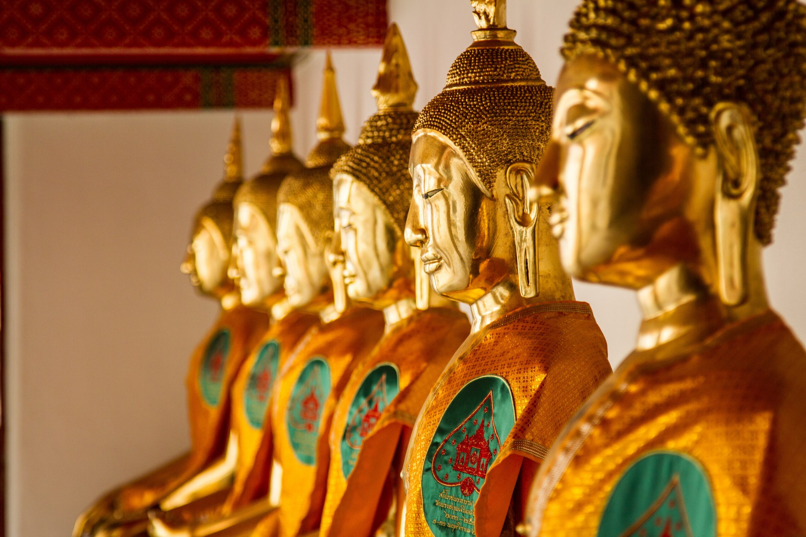 Row of gold Buddhas